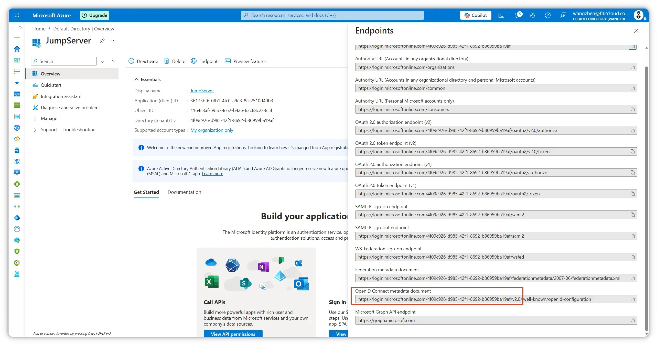 Copy the Application (client) ID from the app registration overview