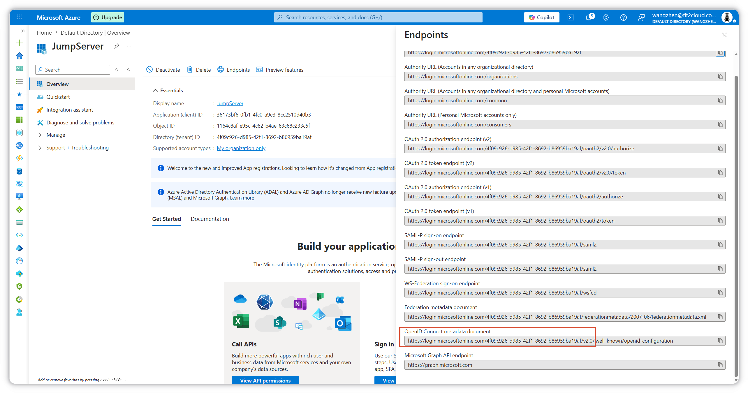 Copy the Application (client) ID from the app registration overview